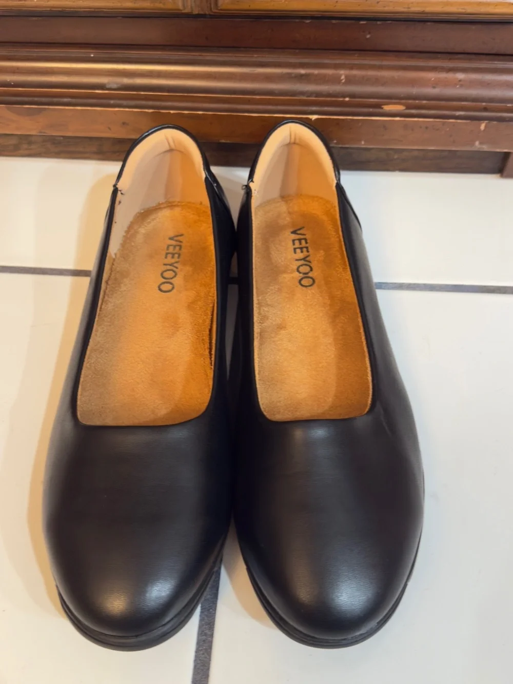 VEEYOO Black Minimalist Ballet Flats Women’s Size 11 Comfort Slip On‎ Shoes”